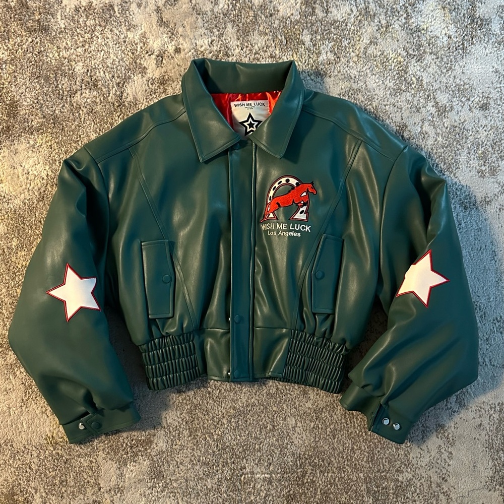 wish me luck forest green bomber jacket 💚